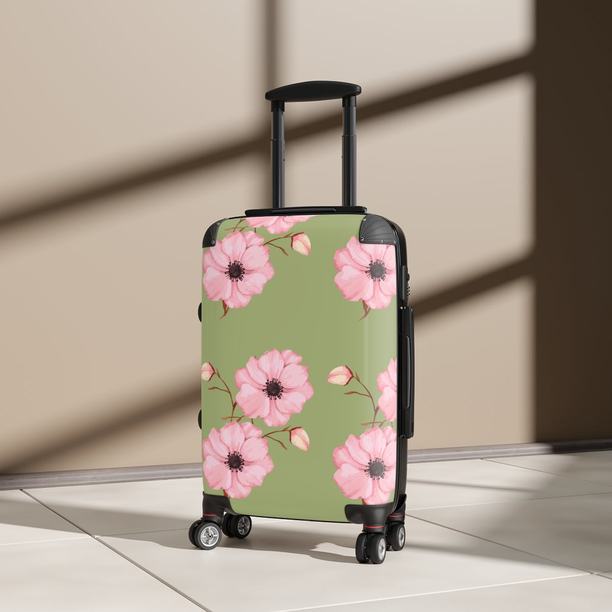 CARRY-ON LUGGAGE FLORAL ART FOR WOMEN, SPINNER, ATS LOCK