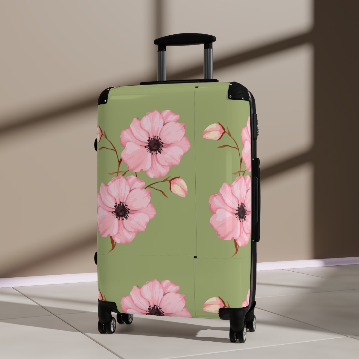 CARRY-ON LUGGAGE FLORAL ART FOR WOMEN, SPINNER, ATS LOCK