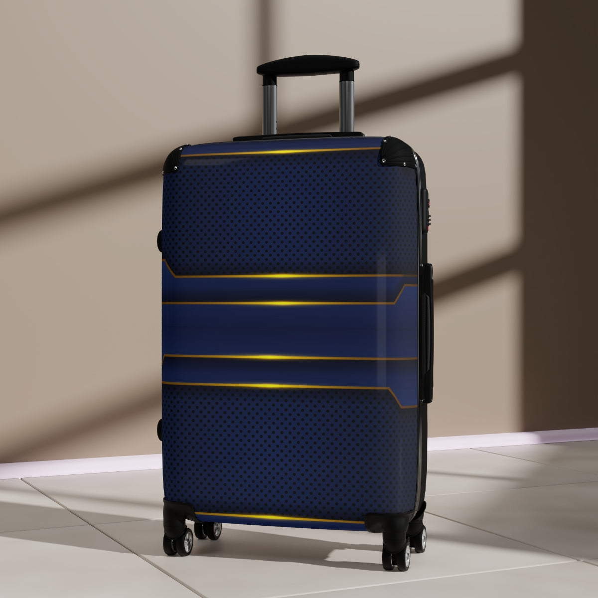 CARRY-ON LUGGAGE WITH WHEELS | Luxury Gold Blue | Artzira | Cabin Suitcases | Trolly Travel Bags | 4 Wheeled Spinners | Personalized