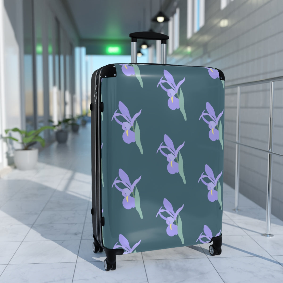 CARRY-ON LUGGAGE SET BY ARTZIRA, FLORAL ARTWORK, DOUBLE WHEELED SPINNER