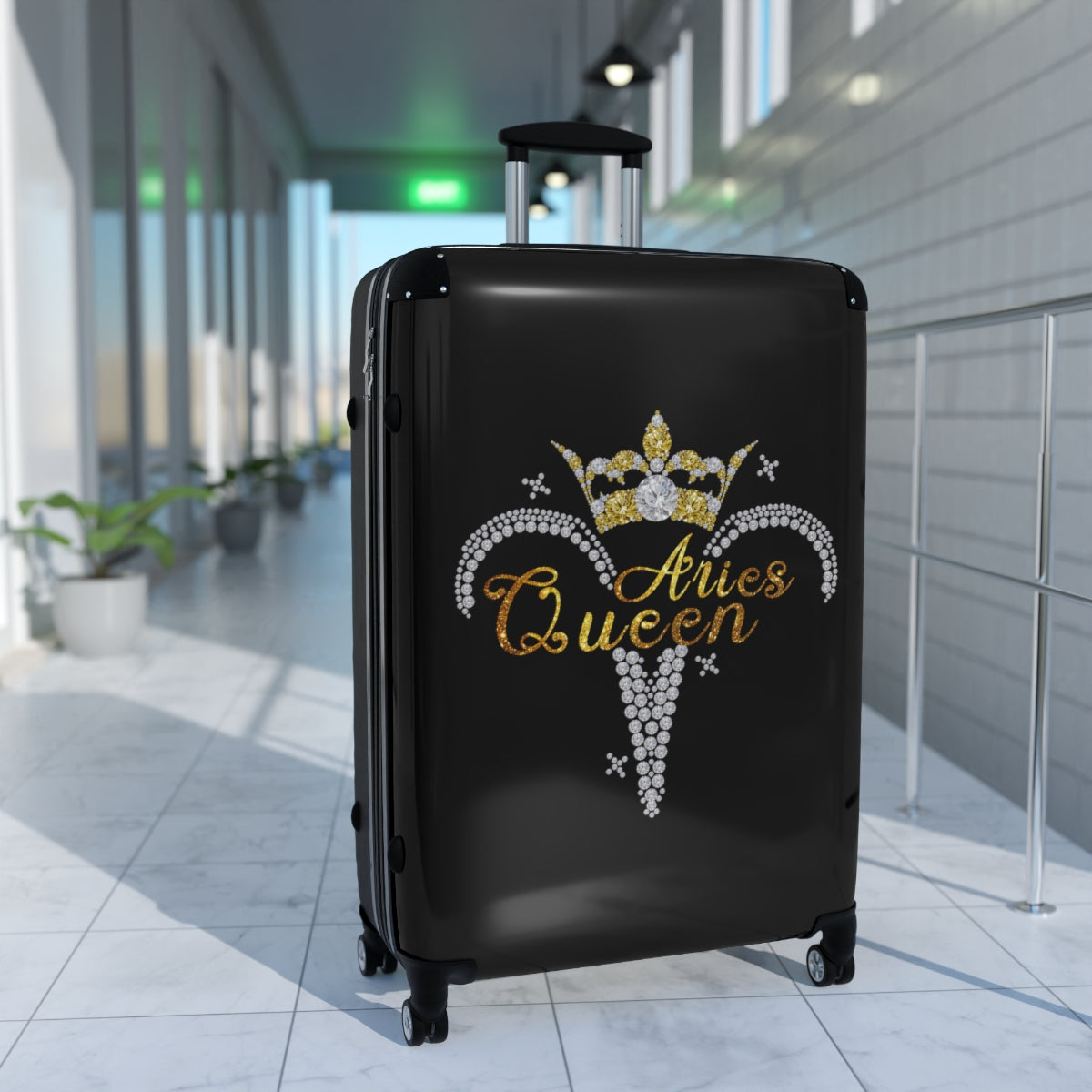 CARRY-ON LUGGAGE | Aries Queen Zodiac Women | Artzira | Cabin Suitcases Hard Shell | Trolly Travel Bags | 4 Wheeled Spinners