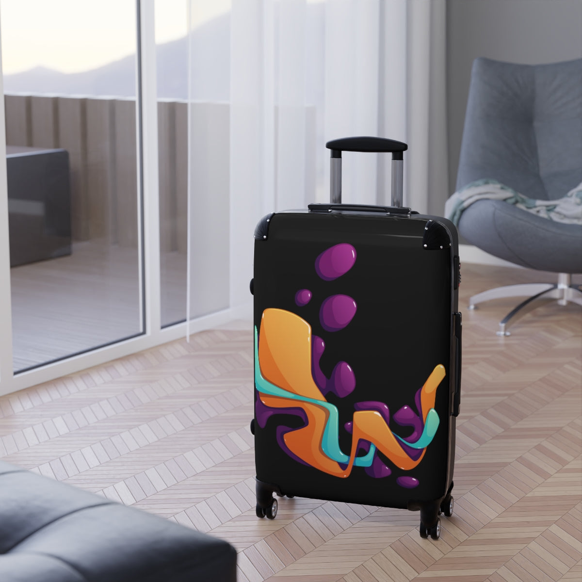  CARRY-ON LUGGAGE WITH BEAUTIFUL ARTISTIC DESIGN BY ARTZIRA, ALL SIZES, DOUBLE WHEELED SPINNER