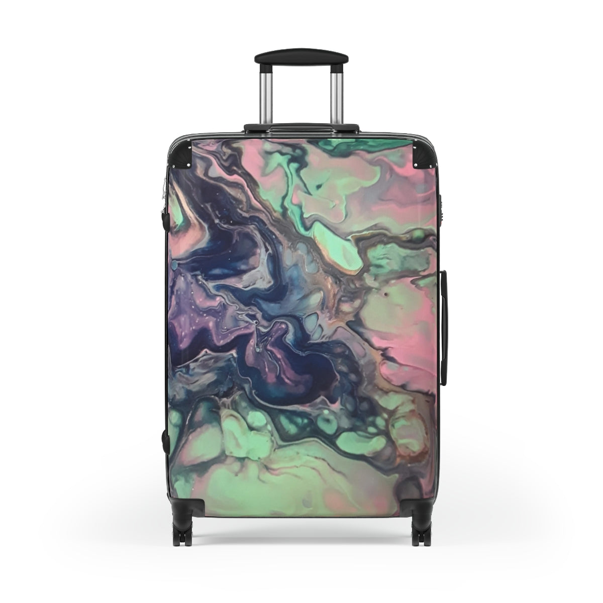 CARRY-ON LUGGAGE BY ARTZIRA, ORIGINAL ABSTRACT ART MARBLED PRINT, SPINNER 4 WHEELED