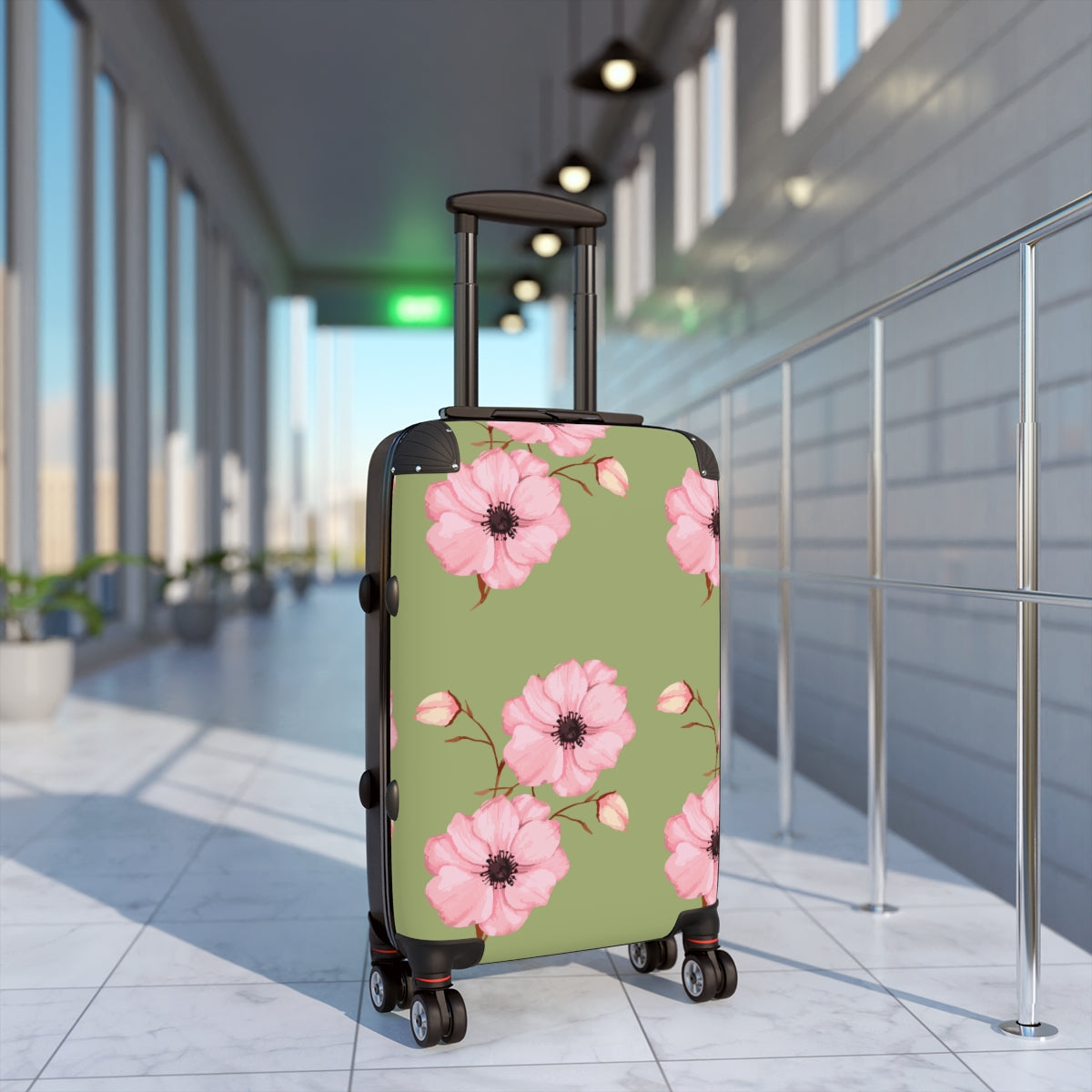 CARRY-ON LUGGAGE FLORAL ART FOR WOMEN, SPINNER, ATS LOCK