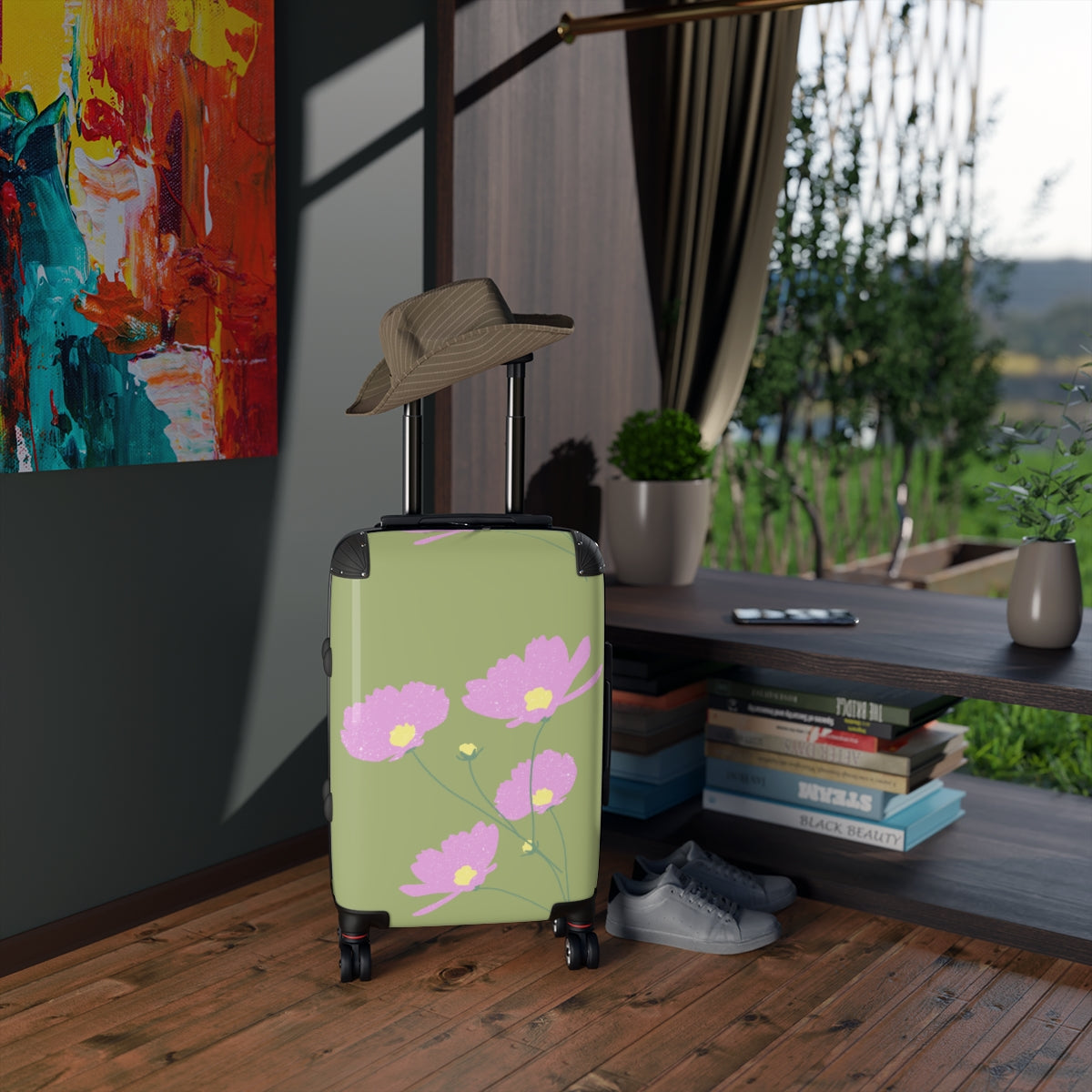 GREENIĶ FLORAL SUITCASE SET Artzira, Cabin Suitcase Carry-On Luggage, Trolly Travel Bags Double Wheeled Spinners, Women's Choice, Bridal Gift