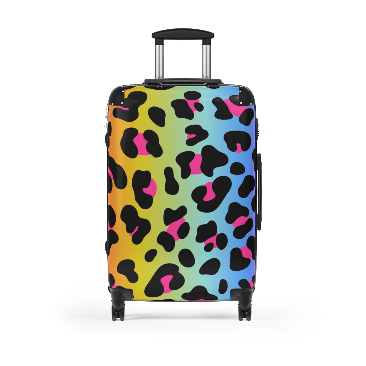KIDS Cheetah Carry-On Suitcases for Girls | Personalised | Cabin Suitcases All Sizes, Double Wheeled Spinner