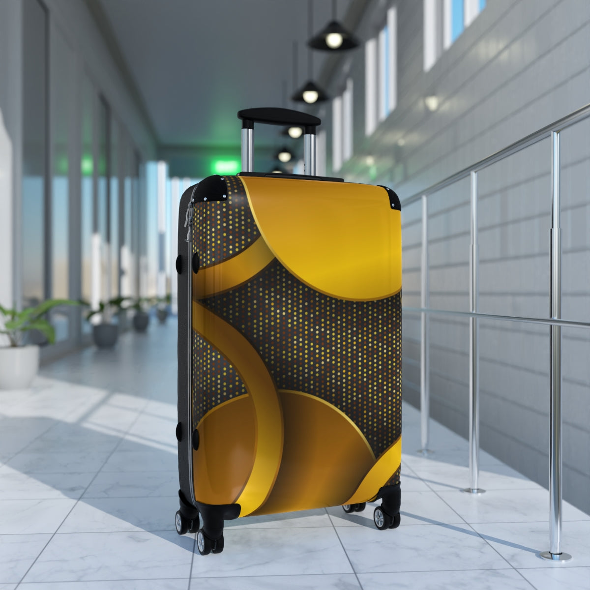 CARRY-ON LUGGAGE WITH WHEELS | Luxury Gold Black | Artzira | Cabin Suitcases | Trolly Travel Bags | 4 Wheeled Spinners | Personalized