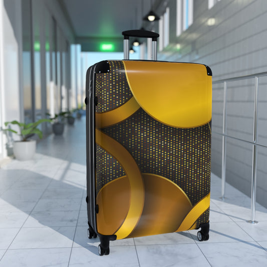 CARRY-ON LUGGAGE WITH WHEELS | Luxury Gold Black | Artzira | Cabin Suitcases | Trolly Travel Bags | 4 Wheeled Spinners | Personalized