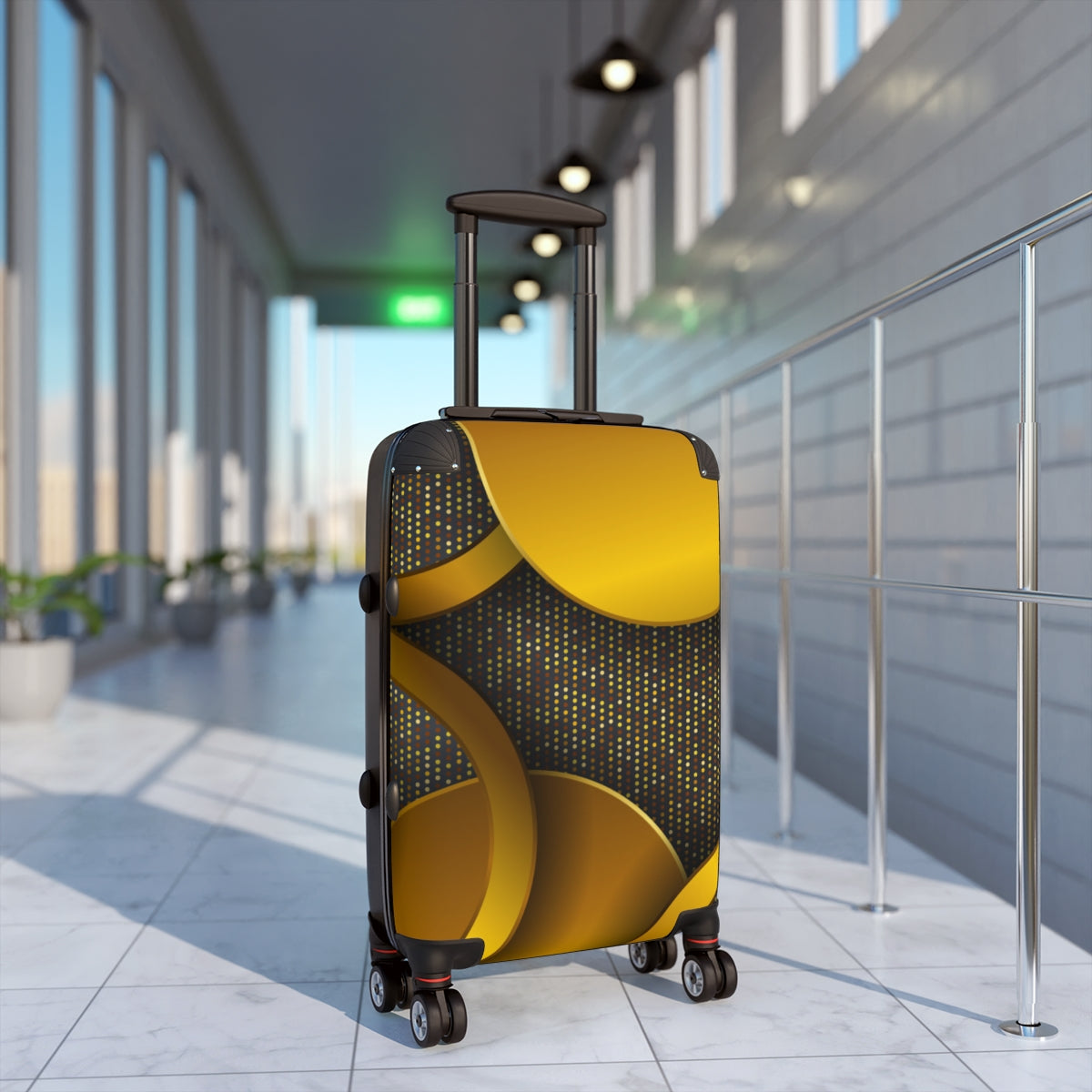 CARRY-ON LUGGAGE WITH WHEELS | Luxury Gold Black | Artzira | Cabin Suitcases | Trolly Travel Bags | 4 Wheeled Spinners | Personalized