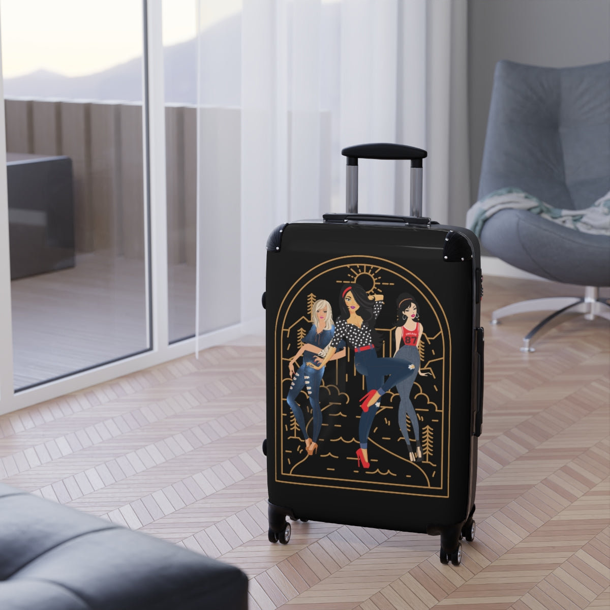 CARRY-ON LUGGAGE SET, FASHION DESIGNER CABIN SUITCASE AND CHECK IN LUGGAGE WITH WHEELS FOR WOMEN