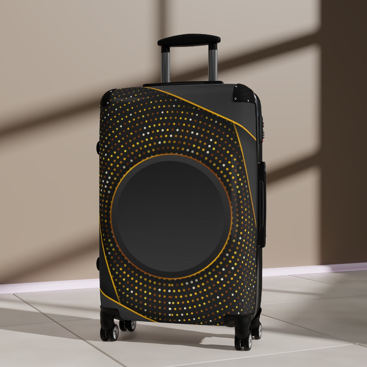 CARRY-ON LUGGAGE WITH WHEELS | Luxury Gold Black | Artzira | Cabin Suitcases | Trolly Travel Bags | 4 Wheeled Spinners | Personalized