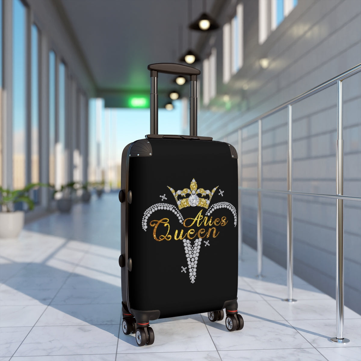 CARRY-ON LUGGAGE | Aries Queen Zodiac Women | Artzira | Cabin Suitcases Hard Shell | Trolly Travel Bags | 4 Wheeled Spinners