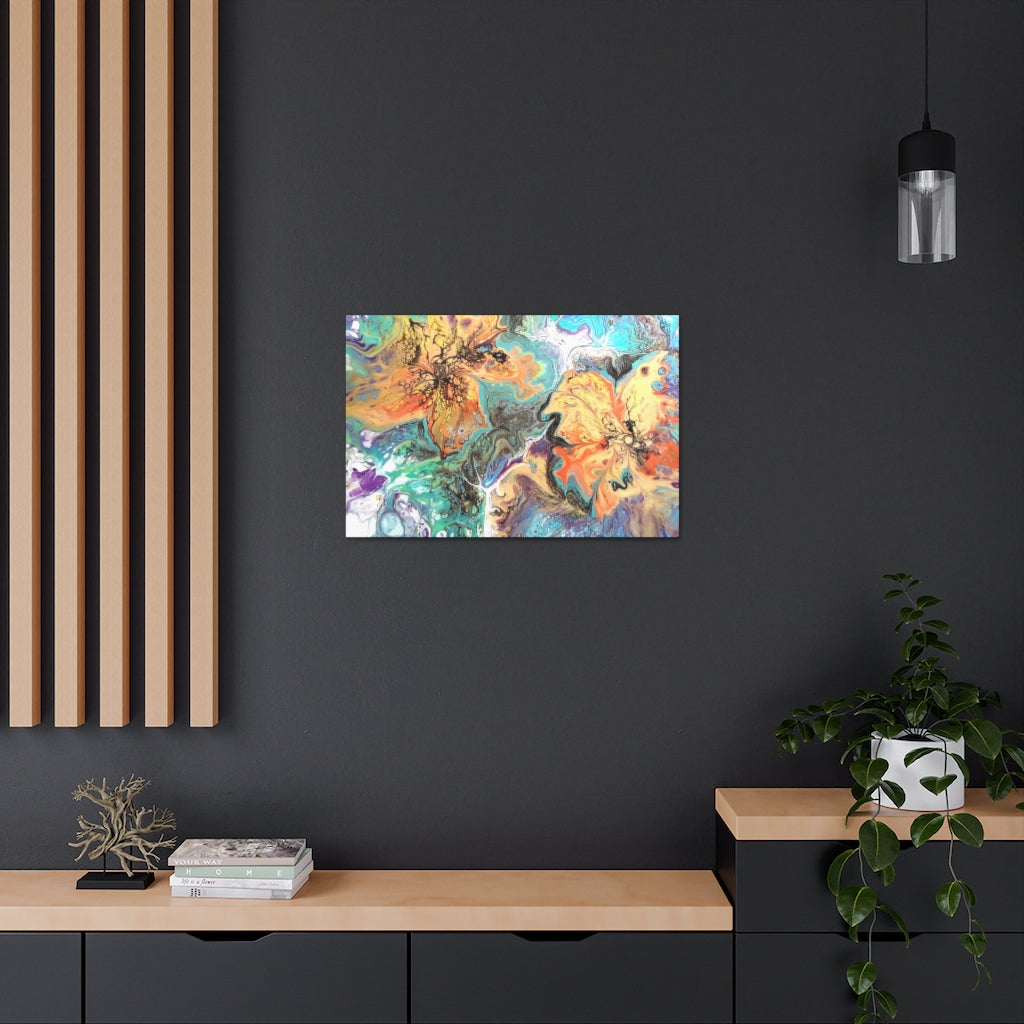 Orange Flowers Painting Print on Canvas