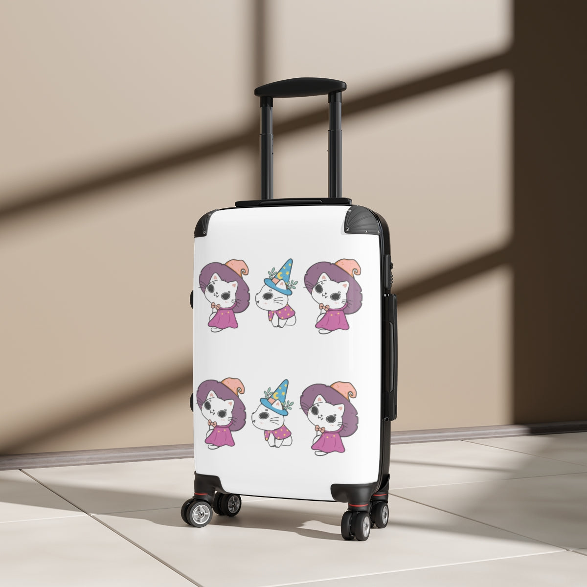 CAT CARRY-ON LUGGAGE FOR GIRLS, CAT LOVERS, CABIN SUITCASES FOR KIDS, LUGGAGE WITH WHEELS SPINNER WHEELS, LOCK