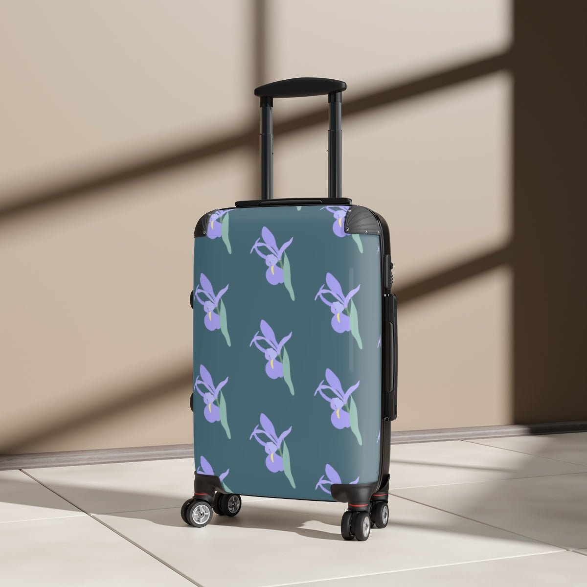 CARRY-ON LUGGAGE SET BY ARTZIRA, FLORAL ARTWORK, DOUBLE WHEELED SPINNER