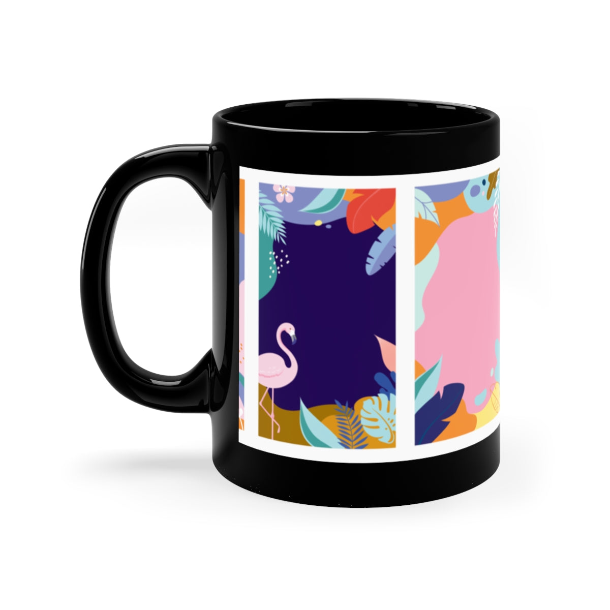 11oz Black Coffee Mug, Summer Print Mug, Cool Designer Coffee Mug