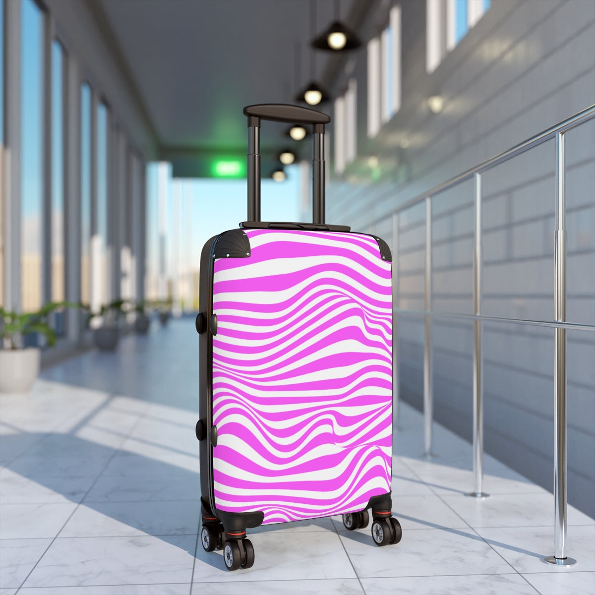 CARRY-ON Personalised | Pink Spirals |Cabin Suitcases | luggage With Wheels | Spinner | Designer Luggage By Artzira