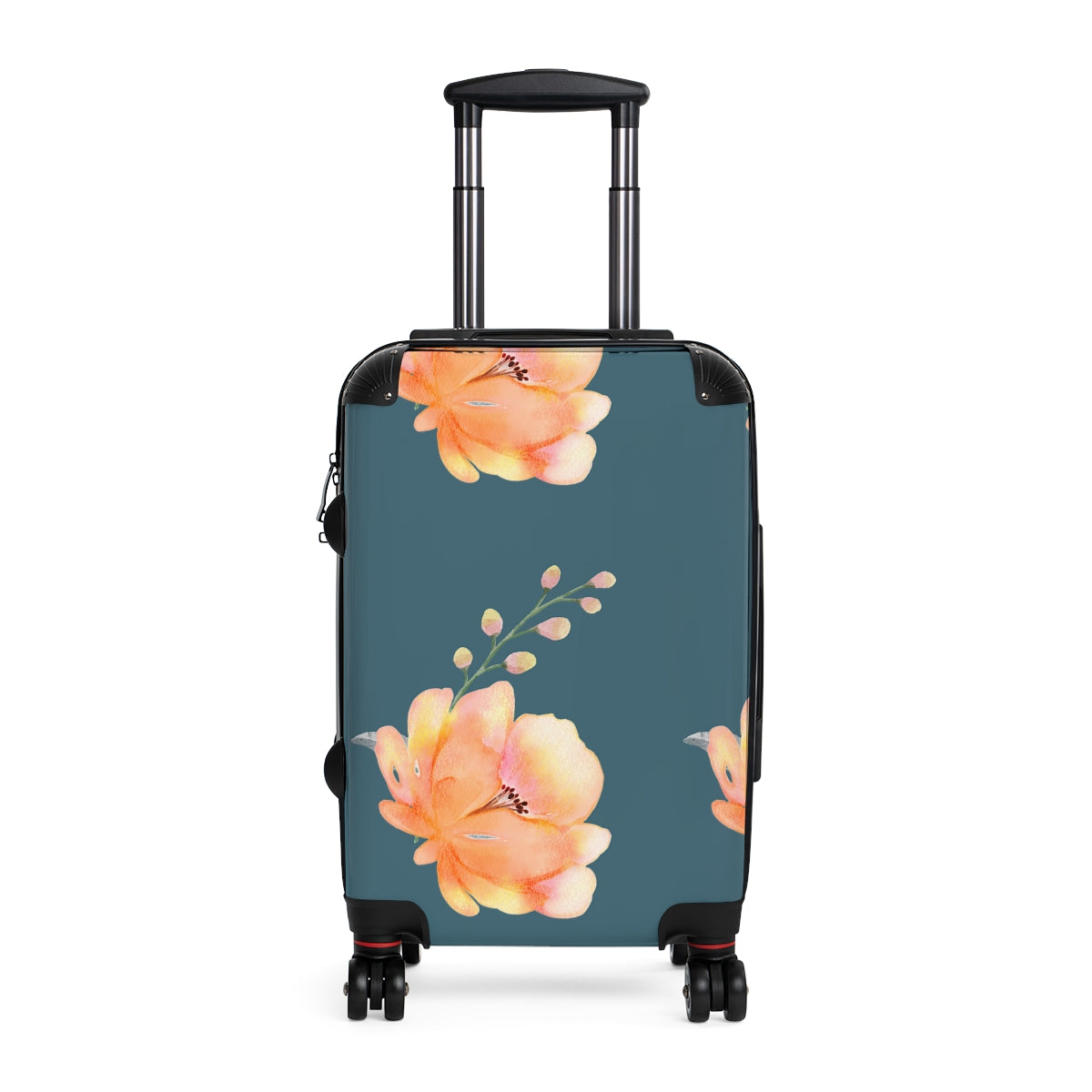 CARRY-ON LUGGAGE SET, YELLOW  FLORAL SUITCASES, Cabin Suitcase Carry-On Luggage, Trolly Travel Bags Double Wheeled Spinners, Women's Luggage