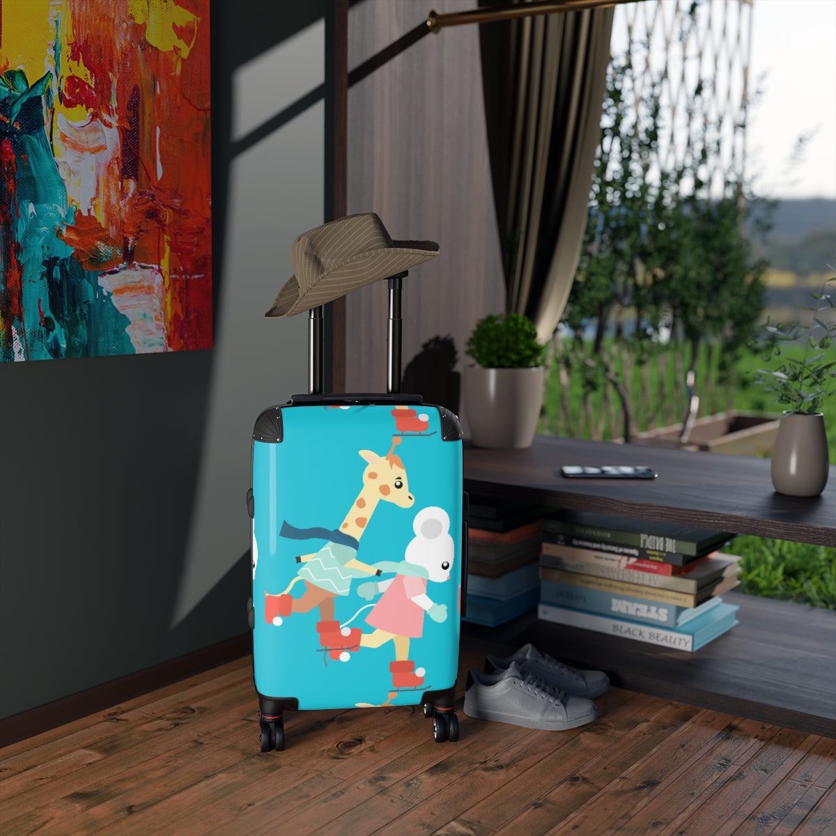 CARRY-ON FOR KIDS TEENS, CABIN SUITCASES  FOR SKATERS, SPORTSMEN, STUDENTS. LUGGAGE BY ARTZIRA, HOLIDAY BAGS, ARTISTIC DESIGNS, DOUBLE WHEELED SPINNER