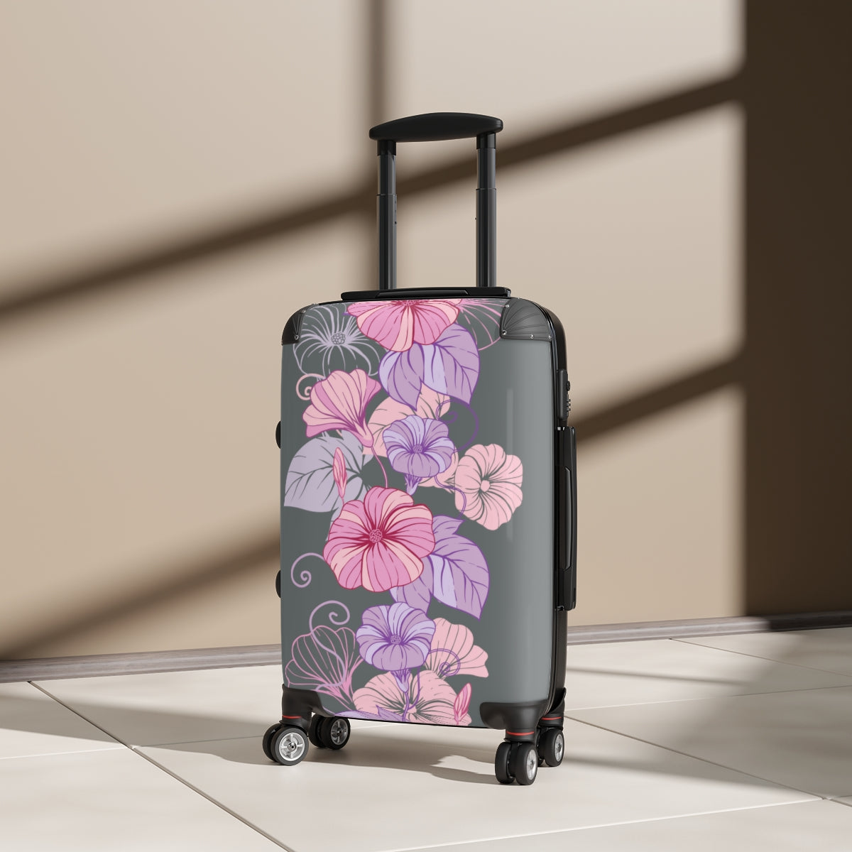 CARRY-ON LUGGAGE FOR HONEYMOON, WOMEN FLORAL SUITCASES BY ARTZIRA, ALL SIZES, ARTISTIC DESIGNS, DOUBLE WHEELED SPINNER