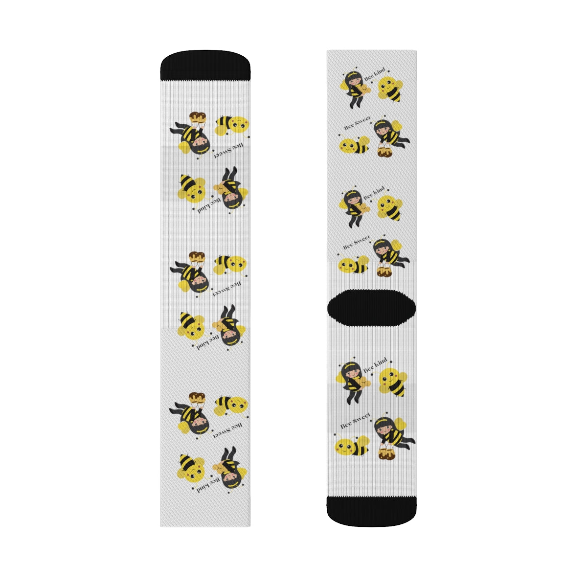 Cute Socks with Be Kind, Be Happy Bees Print, Inspirational Socks