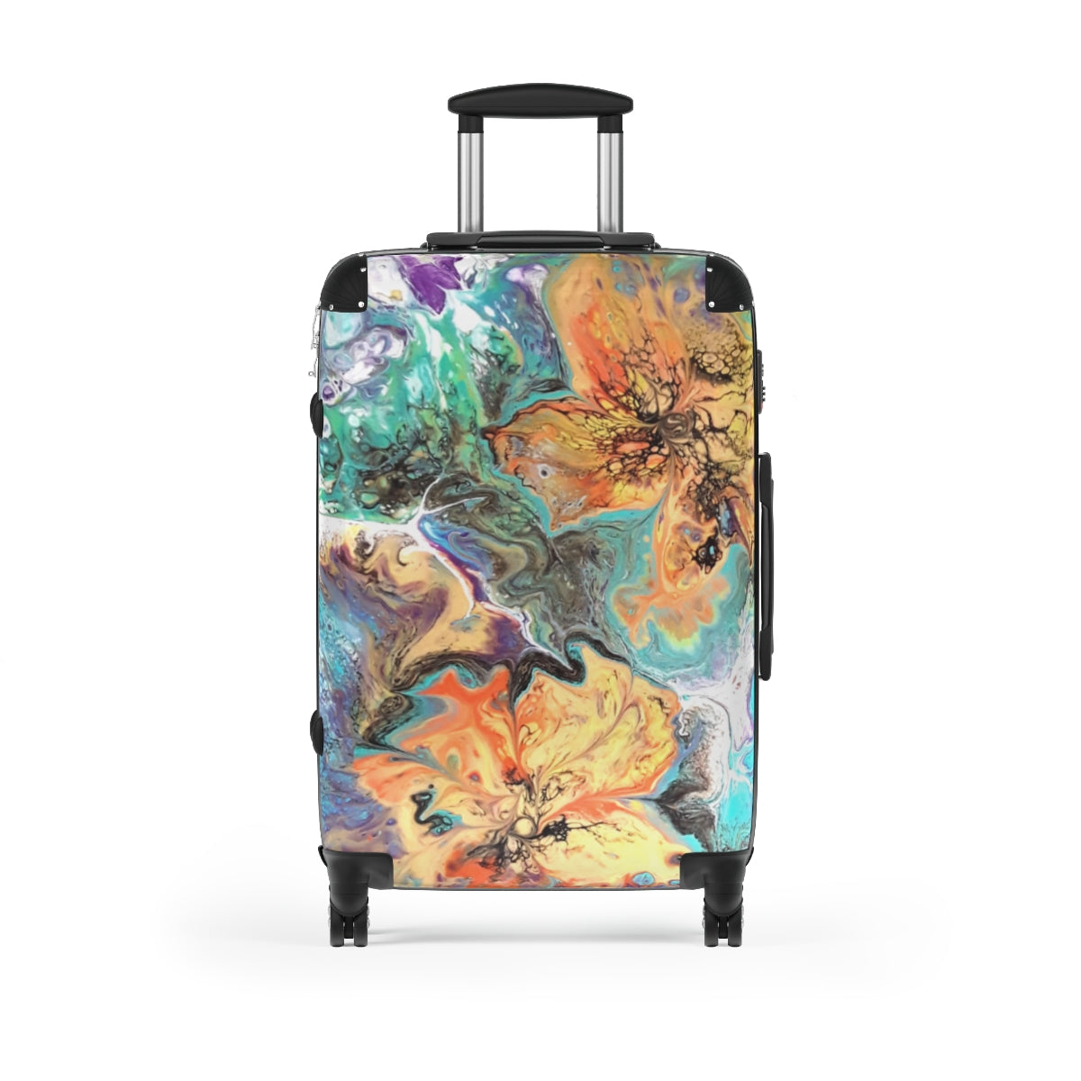 CARRY-ON LUGGAGE SET BY ARTZIRA, UNIQUE ORIGINAL ABSTRACT ART PRINT FOR WOMEN, TRAVEL BAG, DOUBLE WHEELED SPINNER