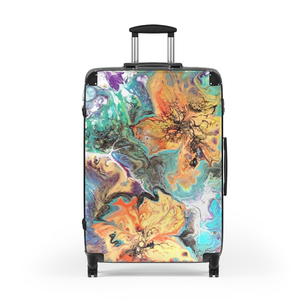 CARRY-ON LUGGAGE SET BY ARTZIRA, UNIQUE ORIGINAL ABSTRACT ART PRINT FOR WOMEN, TRAVEL BAG, DOUBLE WHEELED SPINNER