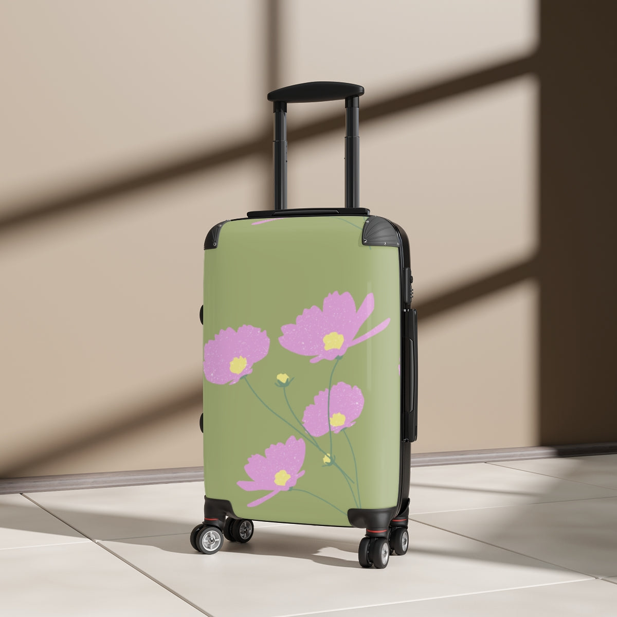 GREENIĶ FLORAL SUITCASE SET Artzira, Cabin Suitcase Carry-On Luggage, Trolly Travel Bags Double Wheeled Spinners, Women's Choice, Bridal Gift