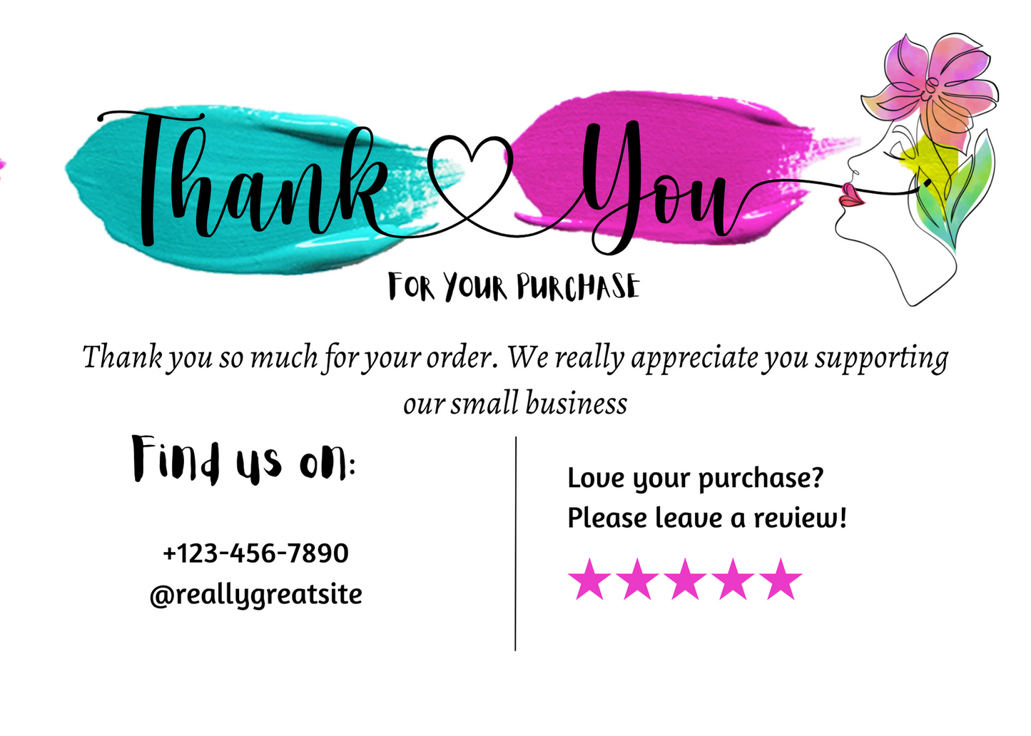 Personalizable Thank  you Card for a Business(downloadable)