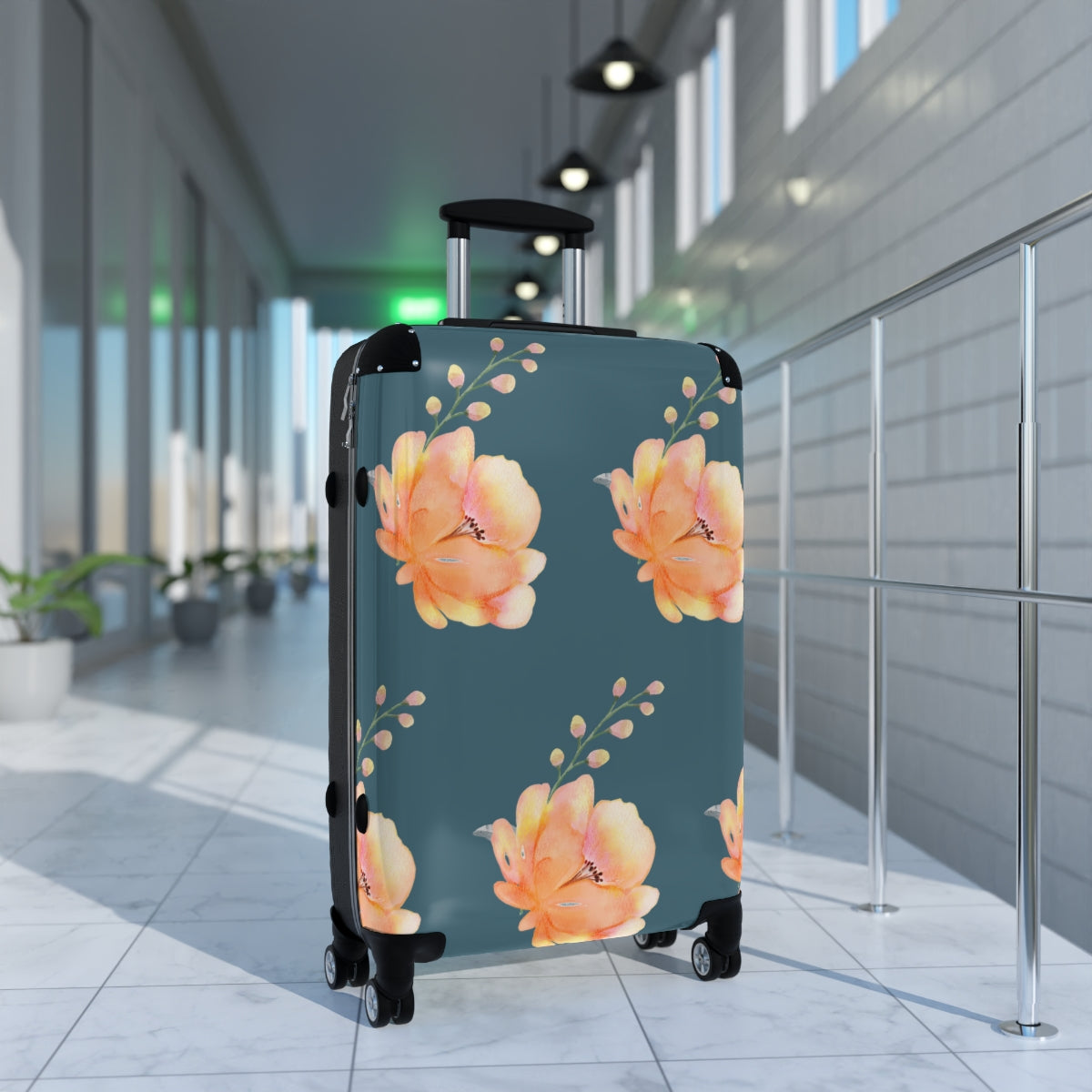 LUGGAGE FOR WOMEN, Floral Suitcases by Artzira, Cabin Suitcase, Carry-on Luggage, Trolly Travel Bags 4 Wheeled Spinners, Gift for her