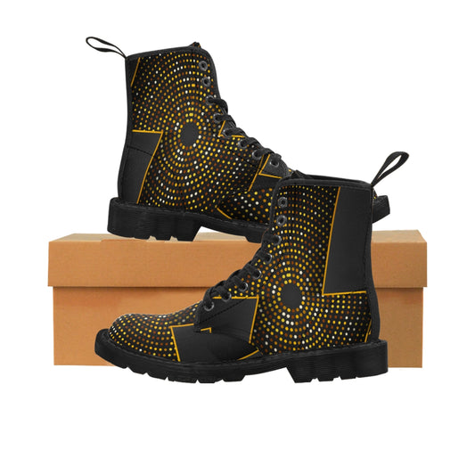 Men's Canvas Boots, Luxury Golden Black Design