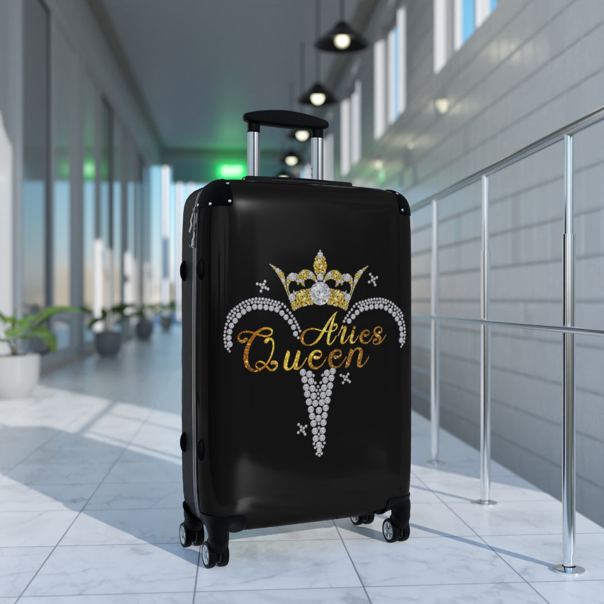 CARRY-ON LUGGAGE | Aries Queen Zodiac Women | Artzira | Cabin Suitcases Hard Shell | Trolly Travel Bags | 4 Wheeled Spinners