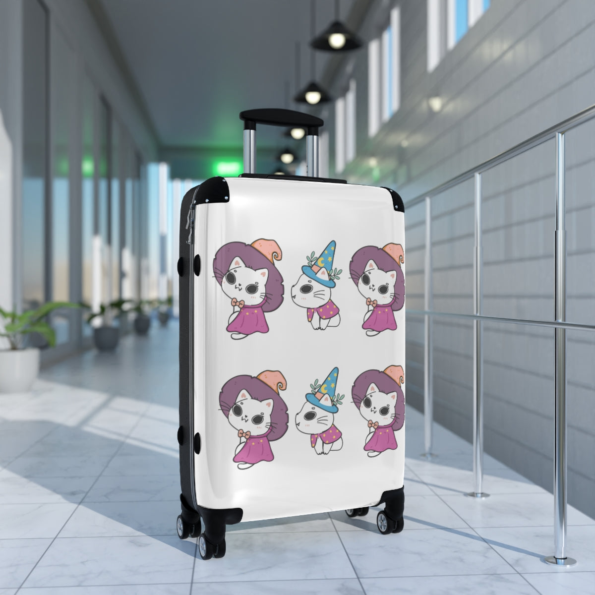 CAT CARRY-ON LUGGAGE FOR GIRLS, CAT LOVERS, CABIN SUITCASES FOR KIDS, LUGGAGE WITH WHEELS SPINNER WHEELS, LOCK