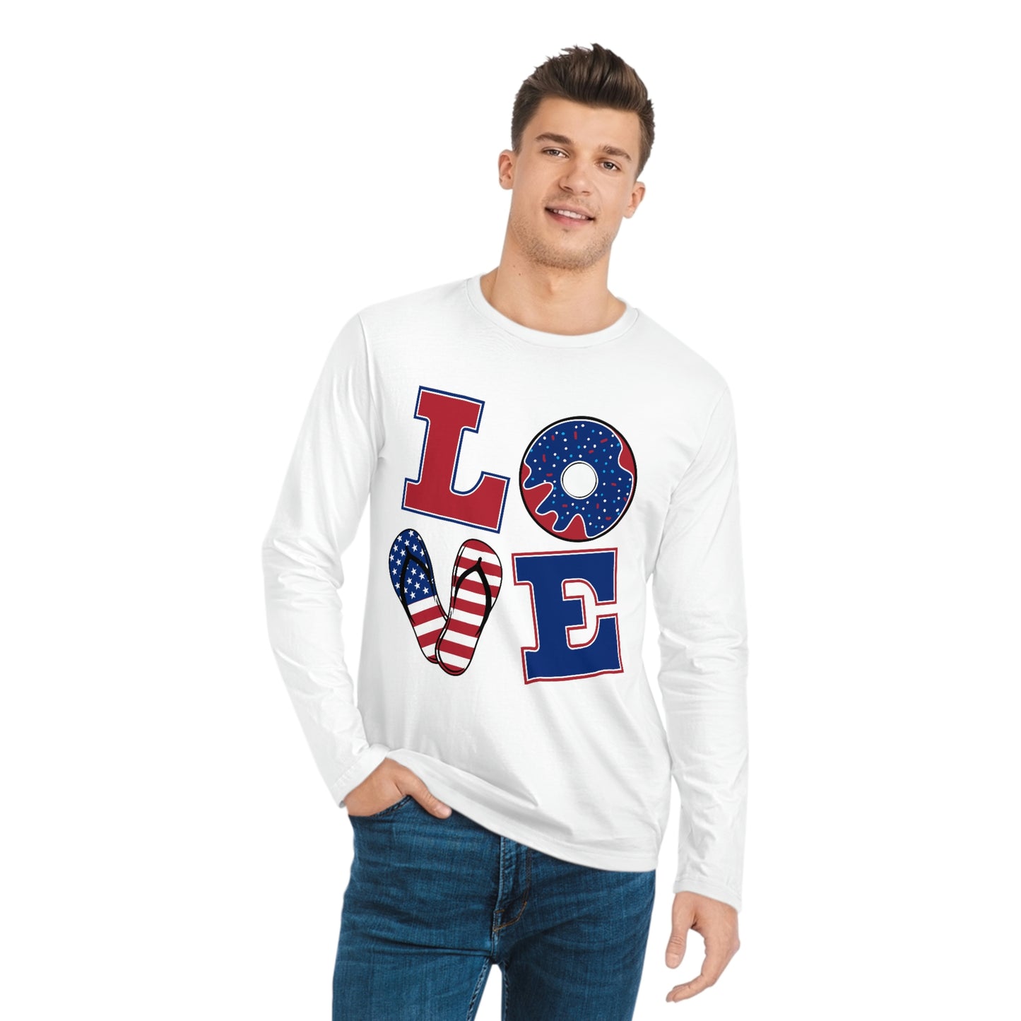 Love America Men's Shuffler Long Sleeve Shirt, Boys dancing skeleton  long sleeve shirt, halloween shirt