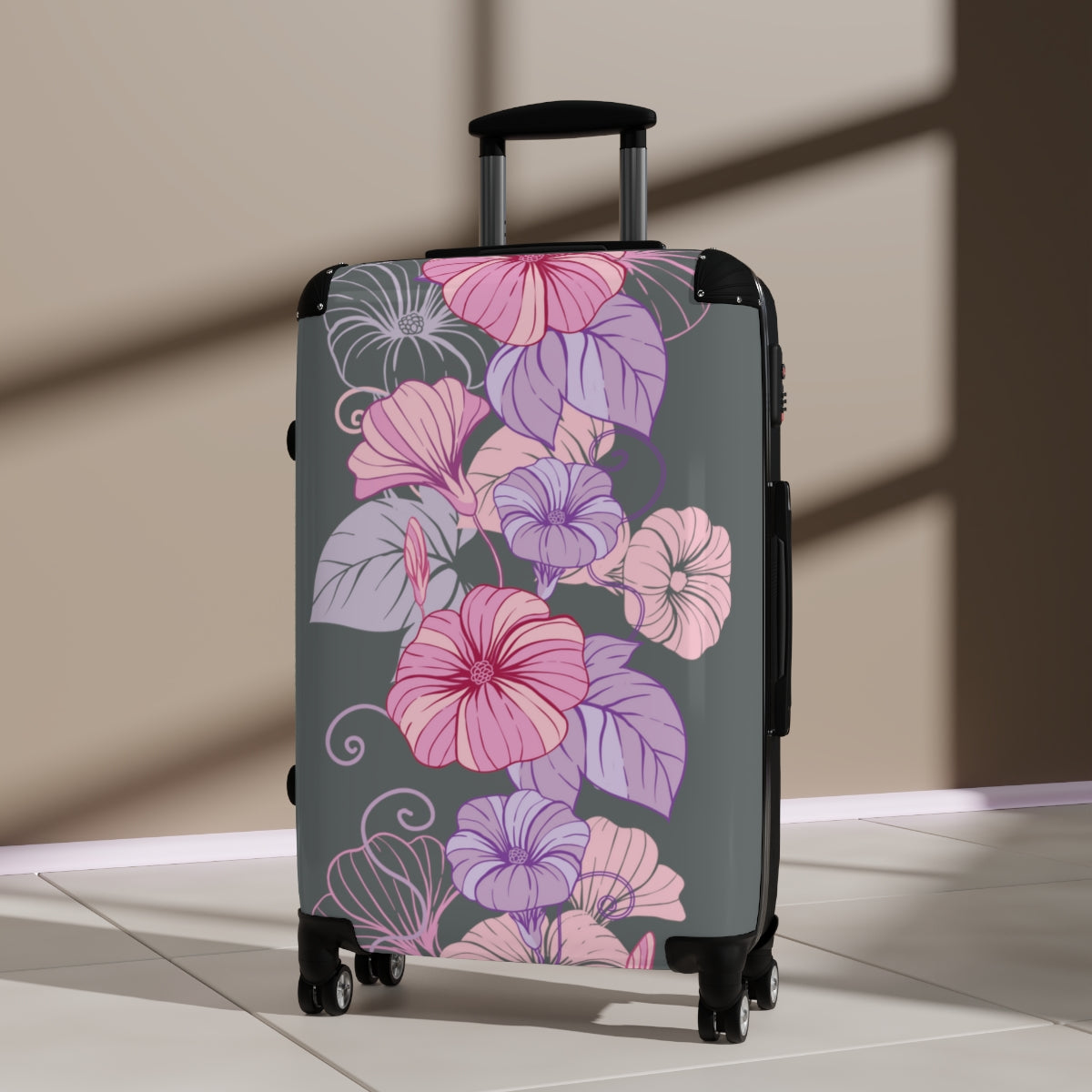 CARRY-ON LUGGAGE FOR HONEYMOON, WOMEN FLORAL SUITCASES BY ARTZIRA, ALL SIZES, ARTISTIC DESIGNS, DOUBLE WHEELED SPINNER