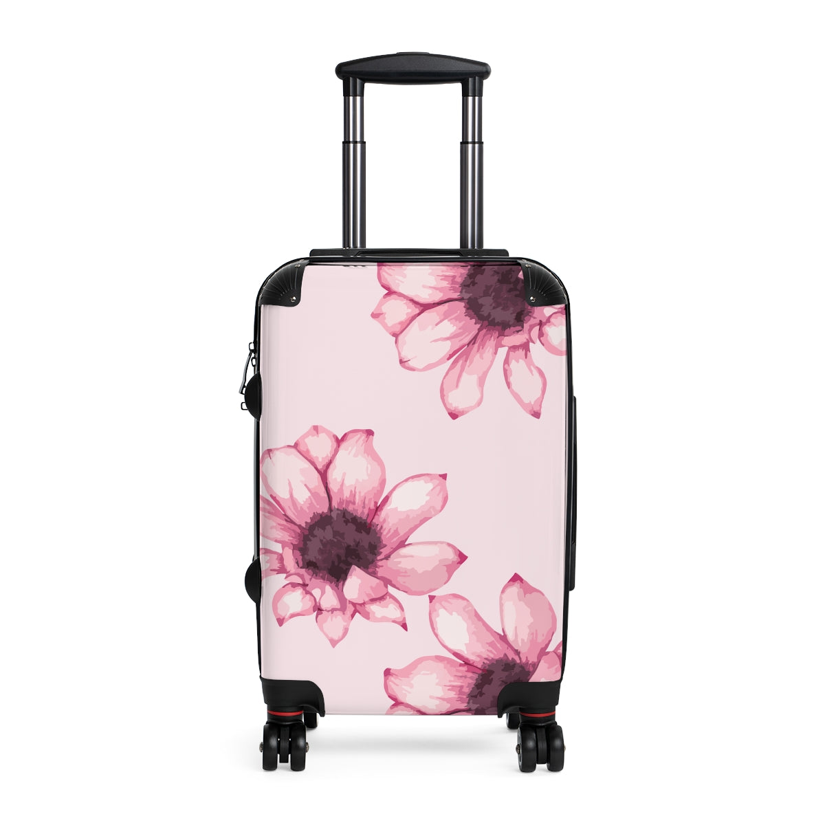 CARRY-ON LUGGAGE WITH WHEELS BY ARTZIRA, PINK FLORAL ARTWORK LUGGAGE FOR WOMEN, DOUBLE WHEELED SPINNERS