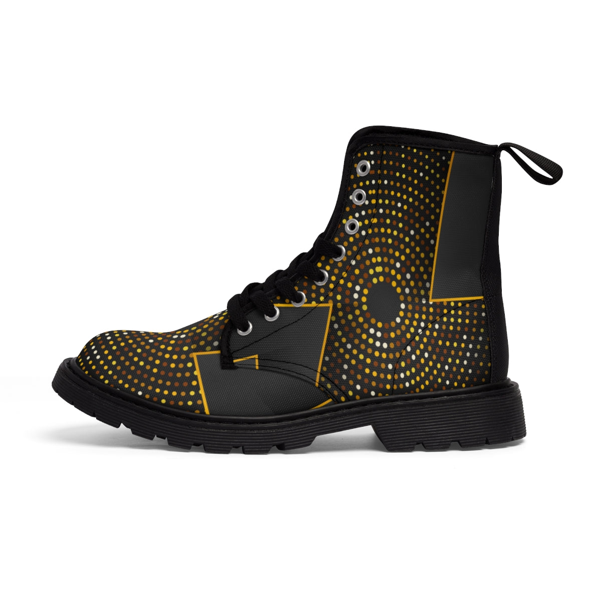 Men's Canvas Boots, Luxury Golden Black Design