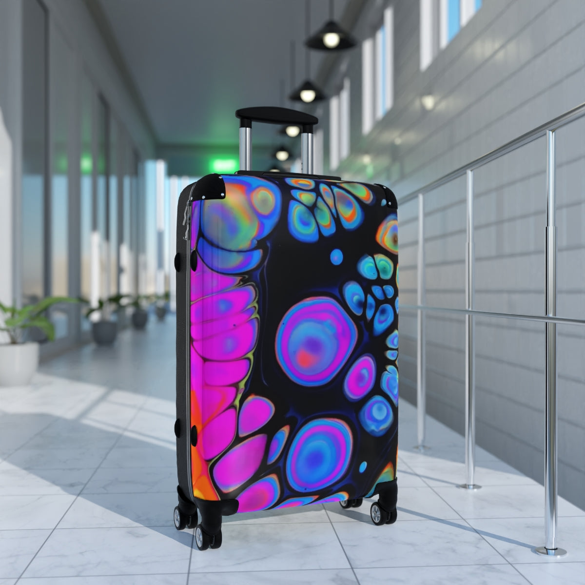 CARRY-ON LUGGAGE ABSTRACT ART SUITCASES BY ARTZIRA, ARTISTIC DESIGNS, DOUBLE WHEELED SPINNER