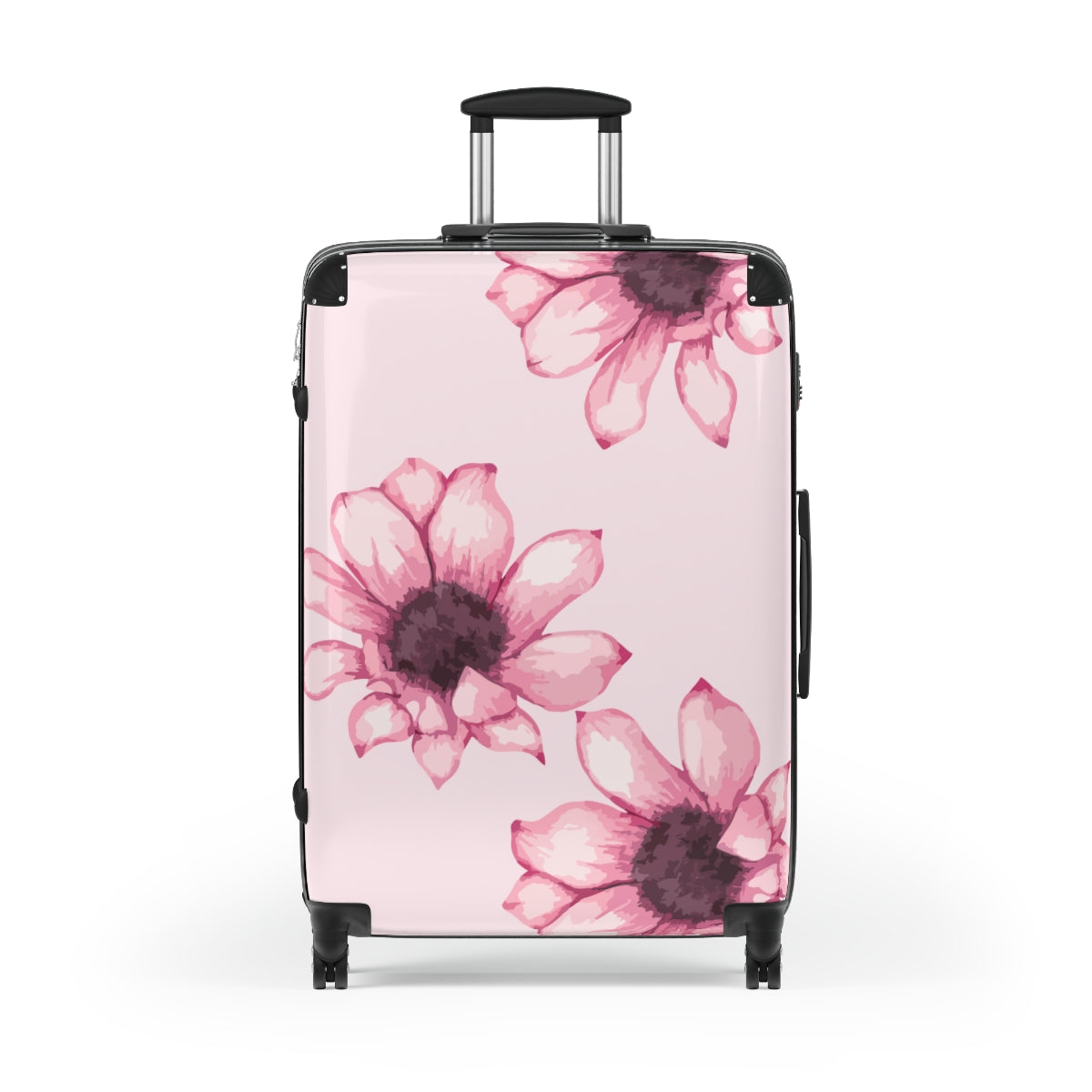 CARRY-ON LUGGAGE WITH WHEELS BY ARTZIRA, PINK FLORAL ARTWORK LUGGAGE FOR WOMEN, DOUBLE WHEELED SPINNERS