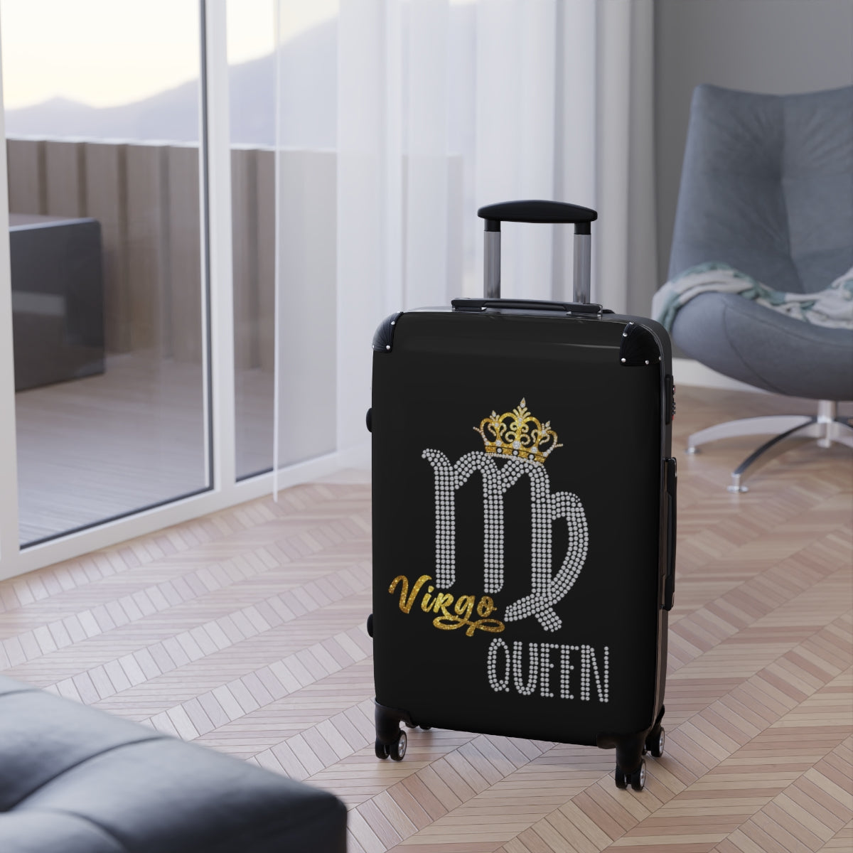 CARRY-ON LUGGAGE WITH WHEELS | Virgo Queen Zodiac Women | Artzira | Cabin Suitcases | Trolly Travel Bags | 4 Wheeled Spinners