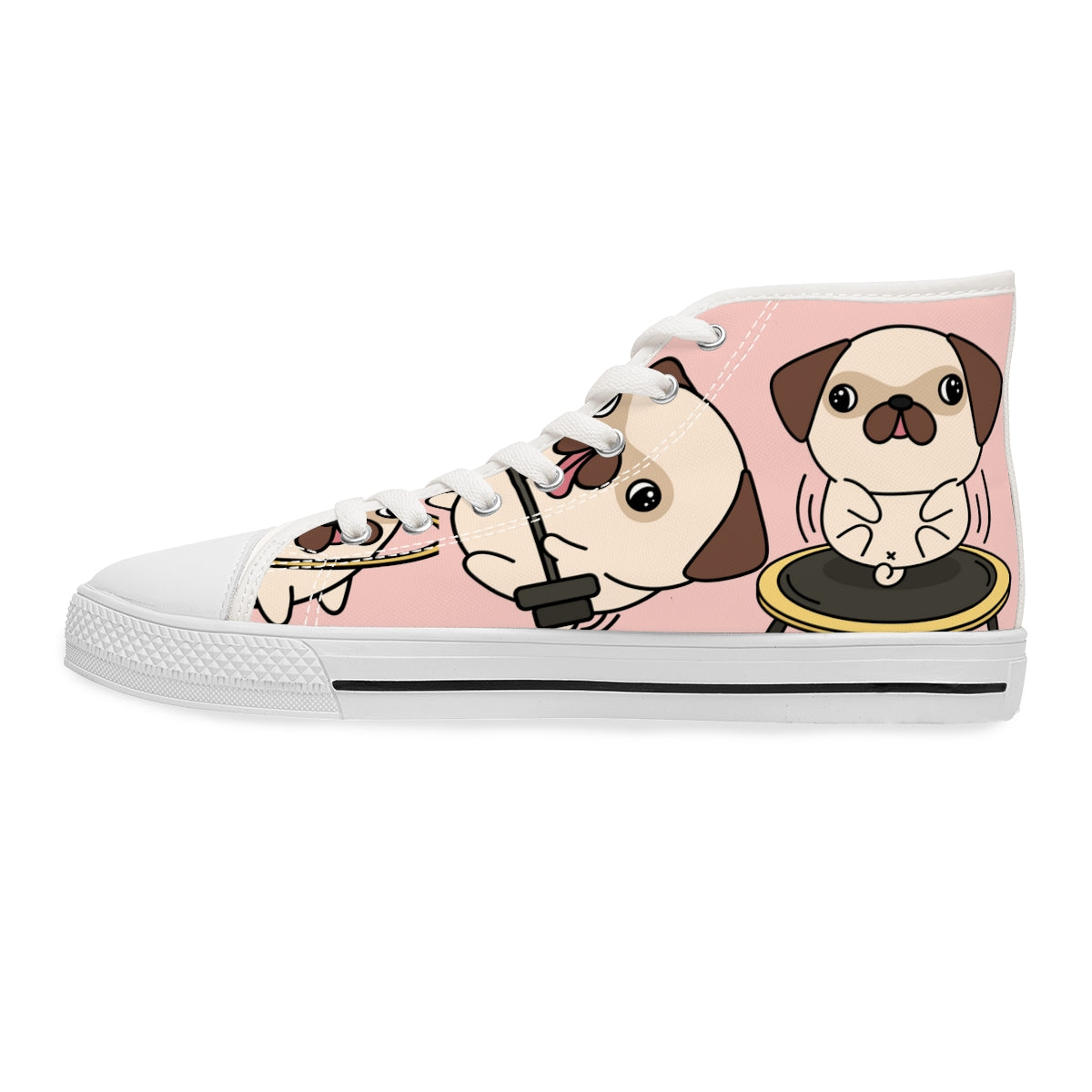 DOG PUPPIES WOMEN'S HIGH TOP SNEAKERS PINK WHITE | ARTZIRA, DOG LOVERS SNEAKERS