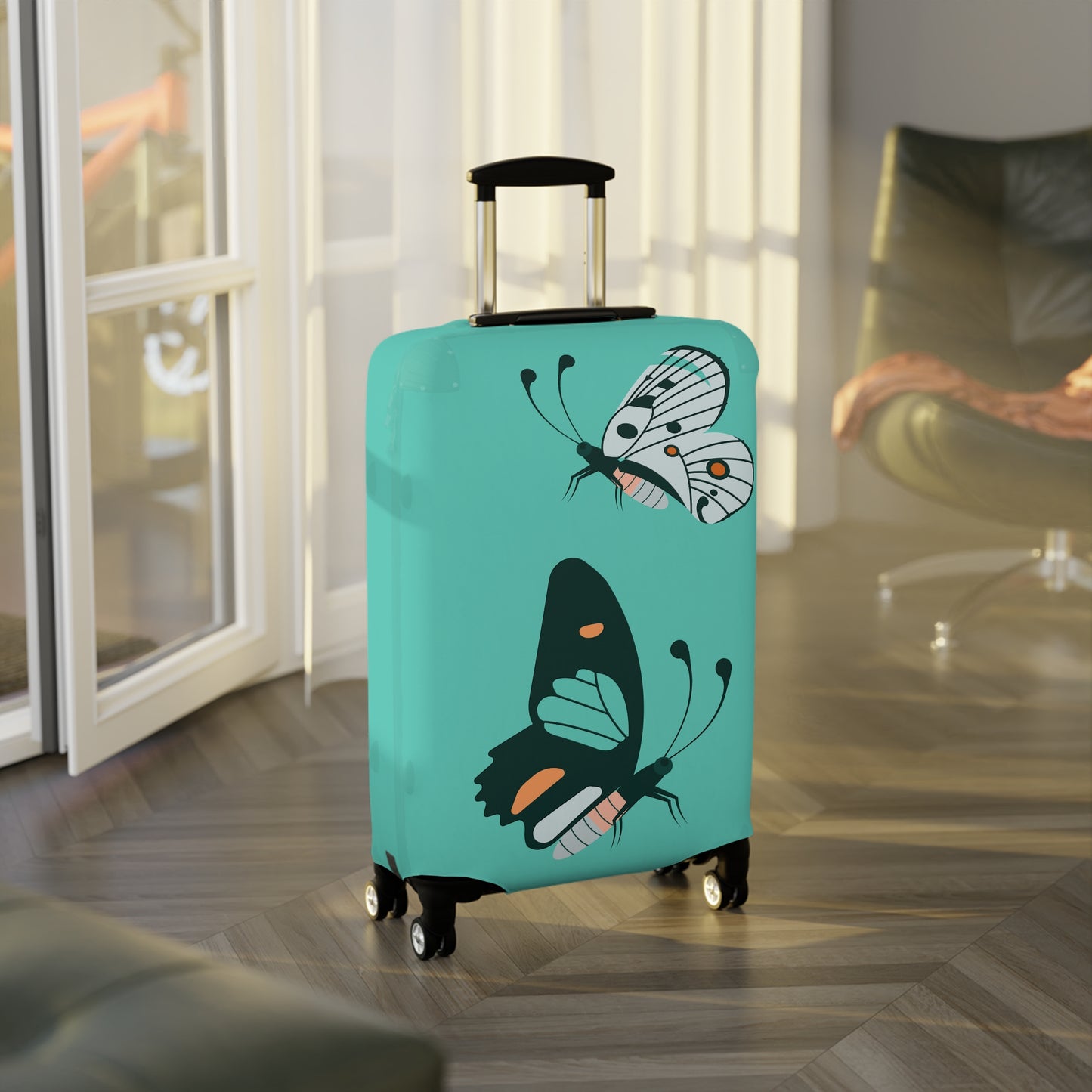 Luggage Cover, Teal Butterfly Luggage Cover in 3 Sizes