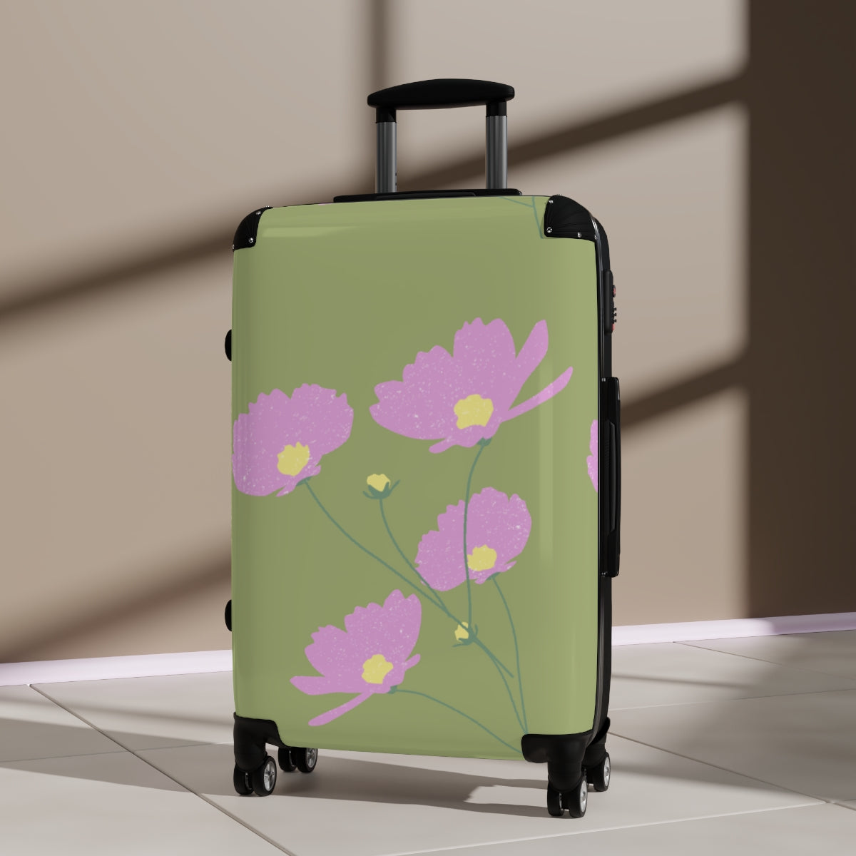 GREENIĶ FLORAL SUITCASE SET Artzira, Cabin Suitcase Carry-On Luggage, Trolly Travel Bags Double Wheeled Spinners, Women's Choice, Bridal Gift