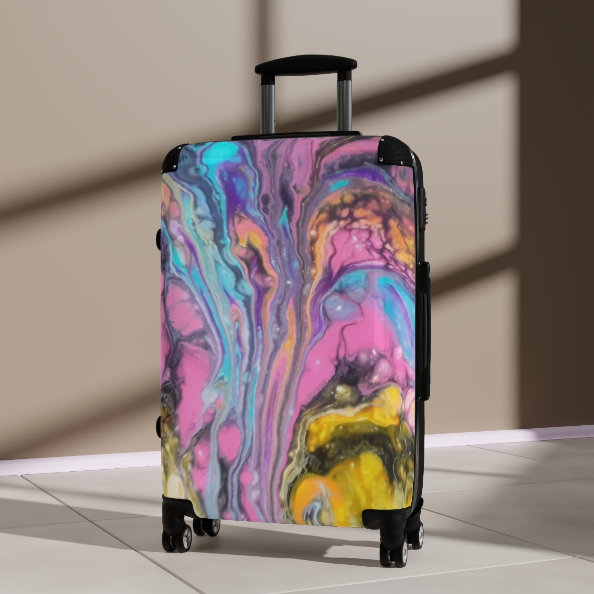 CARRY-ON LUGGAGE BY ARTZIRA, ORIGINAL ABSTRACT ART PRINT BY ARTZIRA ARTIST, 4 WHEELED SPINNER, ATS LOCK