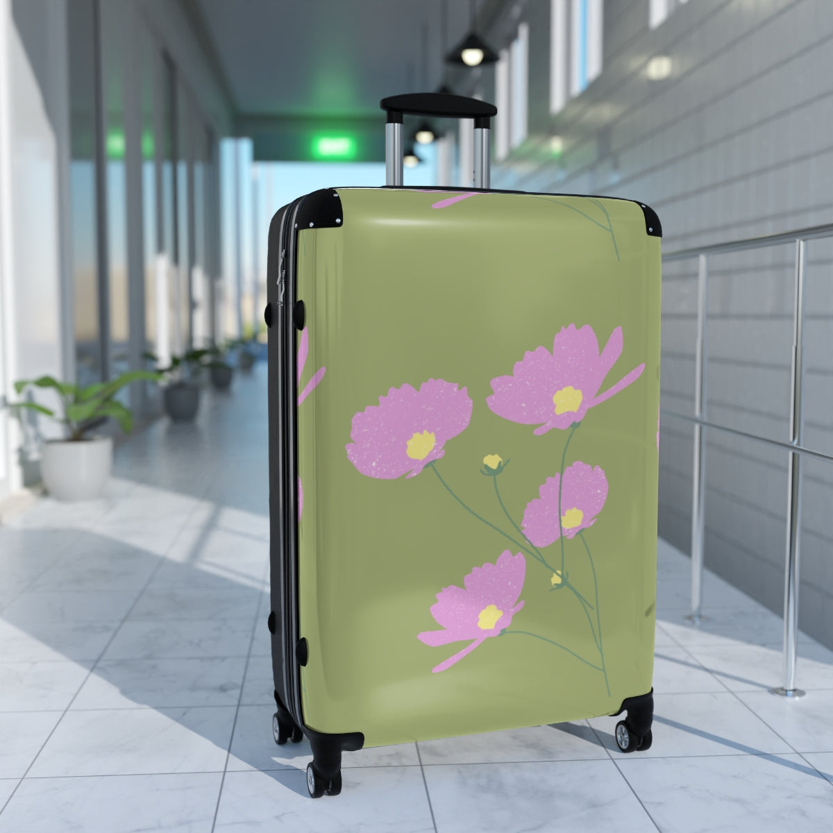 GREENIĶ FLORAL SUITCASE SET Artzira, Cabin Suitcase Carry-On Luggage, Trolly Travel Bags Double Wheeled Spinners, Women's Choice, Bridal Gift