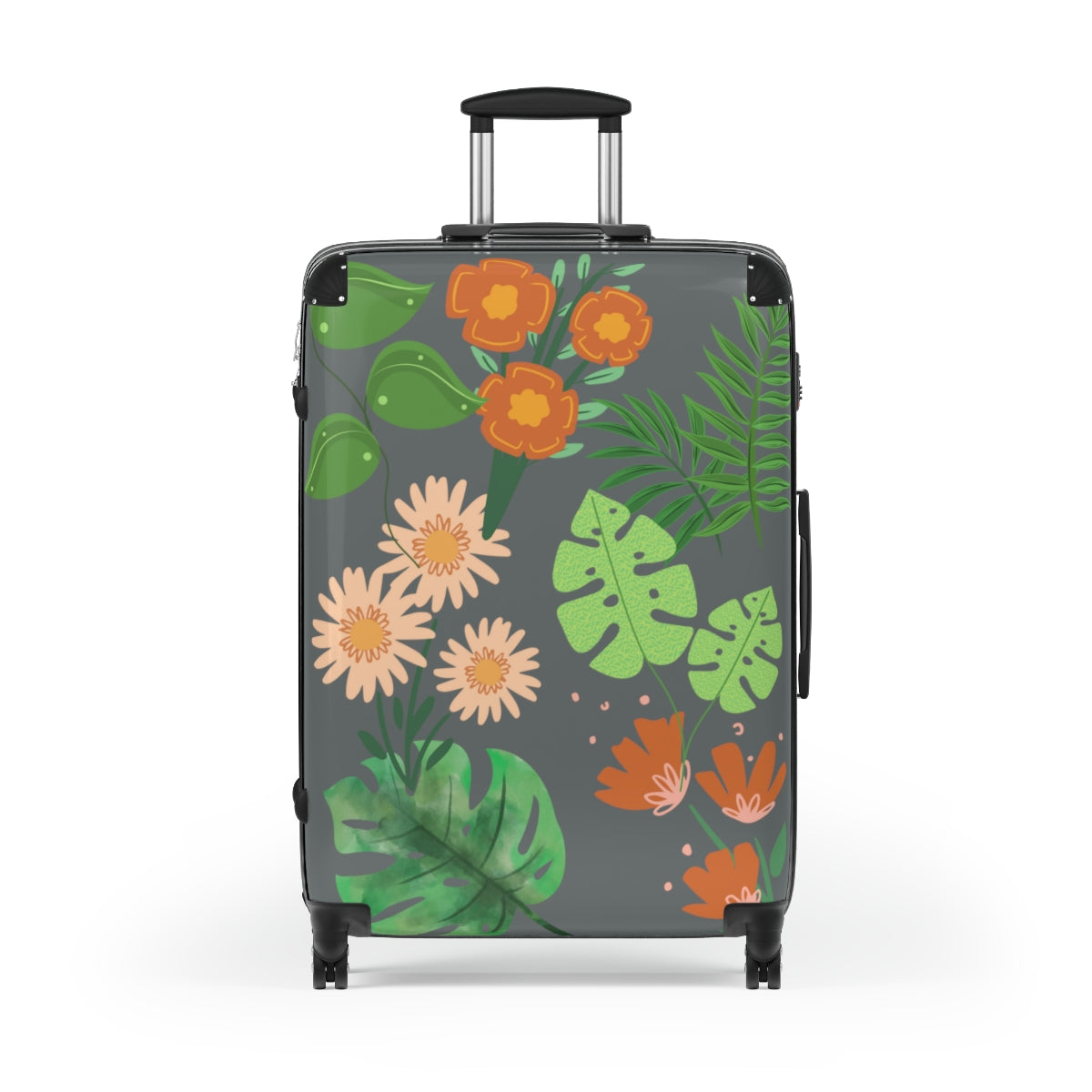 BEST CARRY-ON LUGGAGE SET, TROPICAL SUMMER DESIGN BY ARTZIRA, FLORAL CABIN SUITCASE FOR GIRLS, WOMEN, GIFT FOR BRIDESMAIDS, GIFT FOR MOTHERS, DOUBLE WHEELED SPINNER