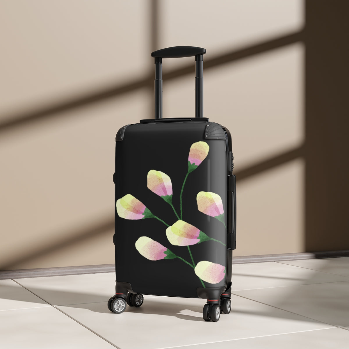 LUGGAGE WITH WHEELS, FLORAL SUITCASES FOR WOMEN,  Cabin Suitcase Carry-On Luggage, Trolly Travel Bags Double Wheeled Spinners