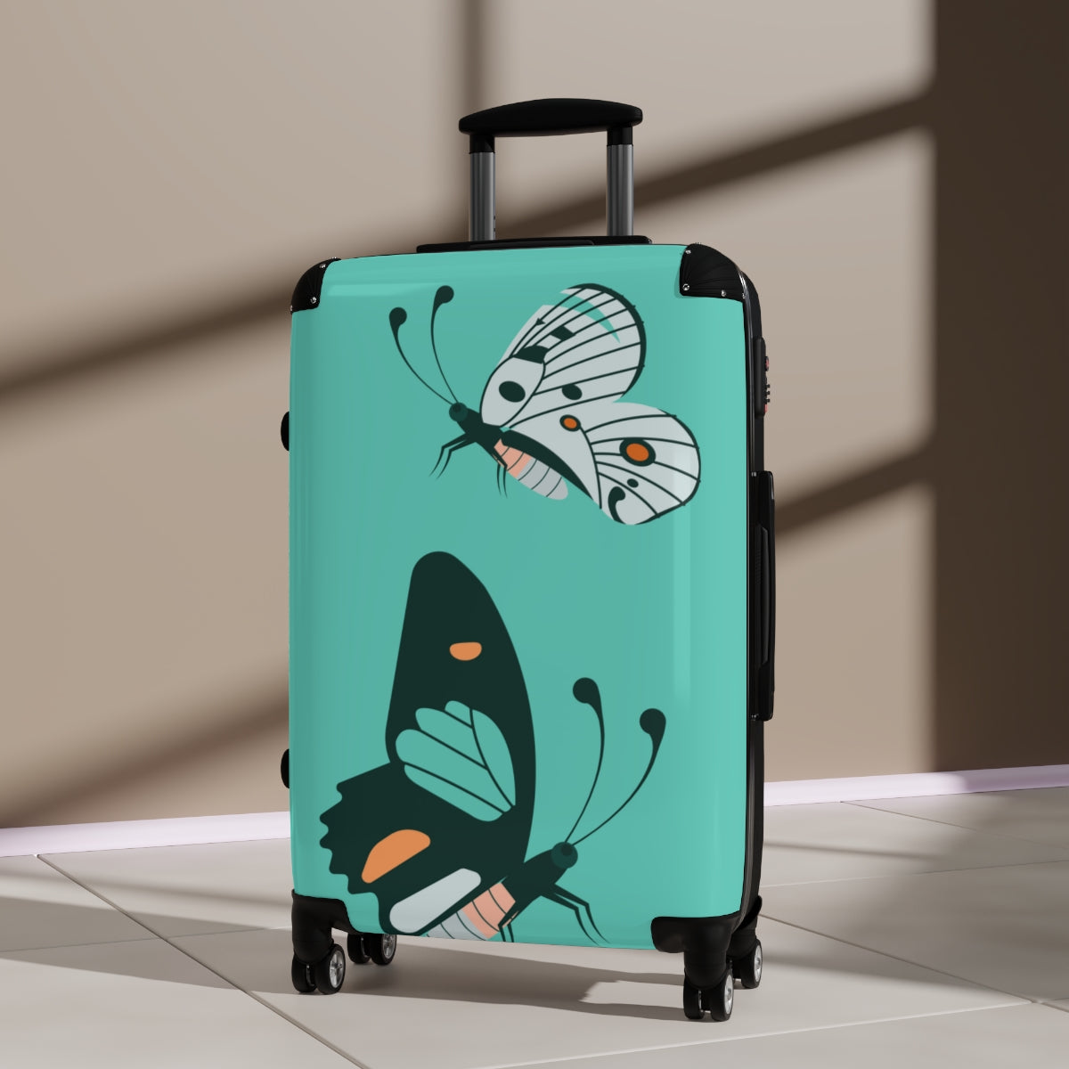 CARRY-ON LUGGAGE, BUTTERFLY ART SET BY ARTZIRA, Cabin Suitcase Carry-On Luggage, Trolly Travel Bags Double Wheeled Spinners, Men's Choice