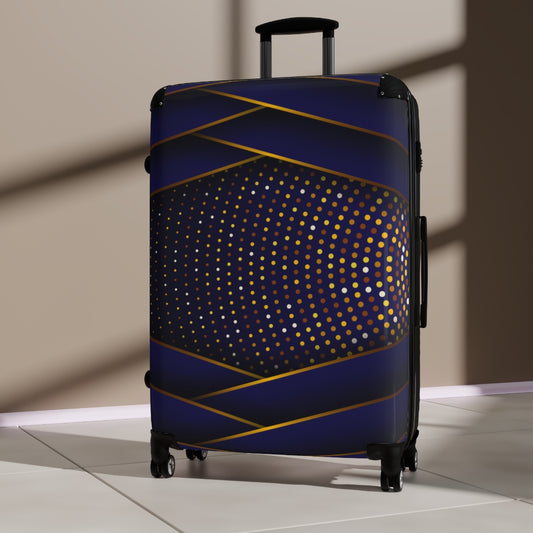 CARRY-ON LUGGAGE WITH WHEELS | Luxury Gold Blue | Artzira | Cabin Suitcases | Trolly Travel Bags | 4 Wheeled Spinners | Personalized