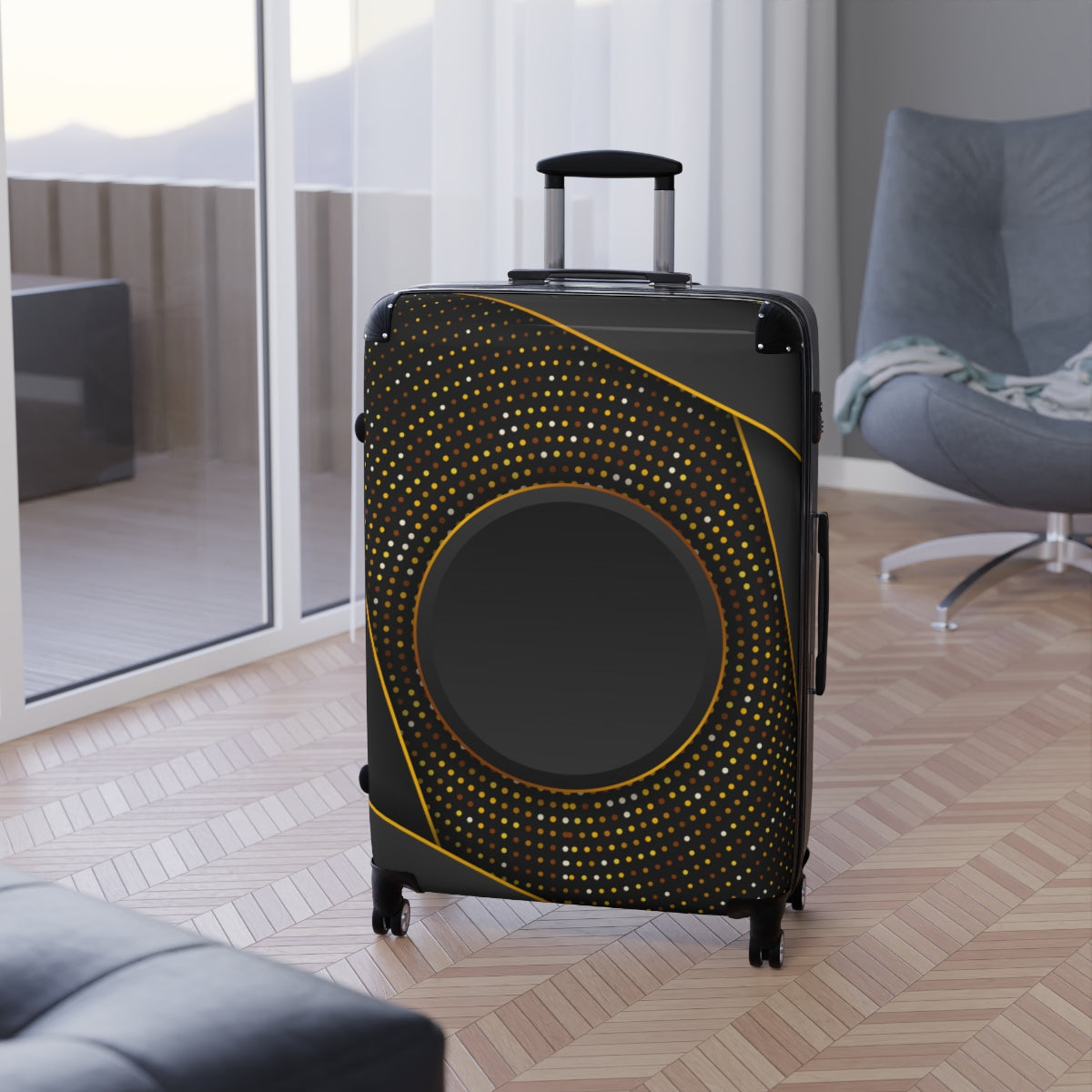 CARRY-ON LUGGAGE WITH WHEELS | Luxury Gold Black | Artzira | Cabin Suitcases | Trolly Travel Bags | 4 Wheeled Spinners | Personalized